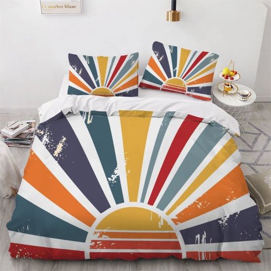 Housse De Couette 200x200 Cm Arbre De Vie - Microfibre Douce, 2 Taies 65x65 Cm - Déco Chambre Noire, Zip Et Sangles - 1