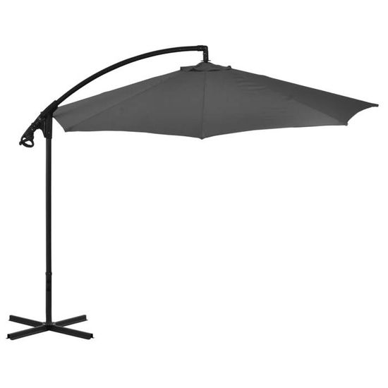 AKTIVE Parasol Jardin Rouge Ø240 Cm - Protection UV30, Mât Flexible Réglable 28-32 Mm, Sac De Transport