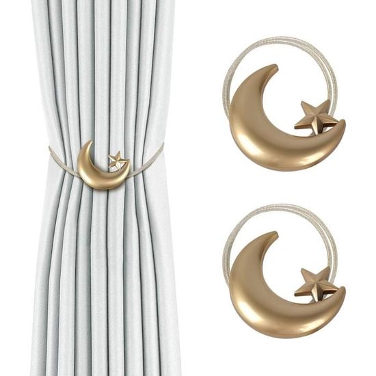 SULIUDAJI 2 Pièces Embrasses Rideaux Magnétiques Beige - Attaches Rideaux Décoratives Sans Percage, 52cm