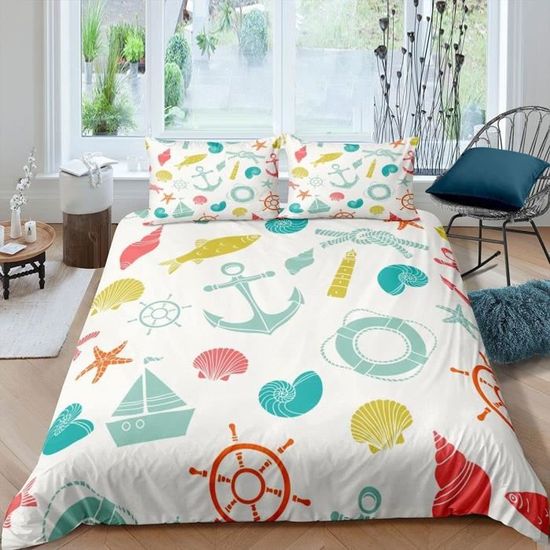 Housse De Couette Vintage Aquarelle Fleurs Bleu Réversible - Microfibre Douce 200x200 Cm Avec 2 Taies - 5