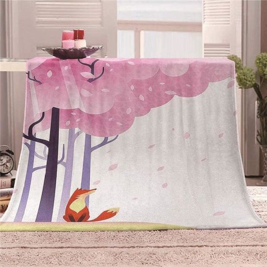 Plaid En Flanelle Imprimé Renard Neige - 70x100cm, Doux Et Chaud, Pour Enfants, Adolescents, Canapé, Lit - 10