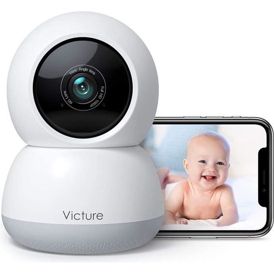 2021 Nouvelle Version Victure Babyphone Caméra Moniteur bébé Pan/Tilt, Caméra Surveillance Bébé et Animal de Compagnie, Vision Noctu
