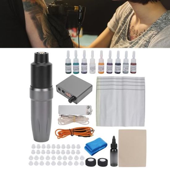 Kit Complet Débutant Pour Tatouage - Machine Stylo + Pédale + 20 Encres - Multicolore - Neuf