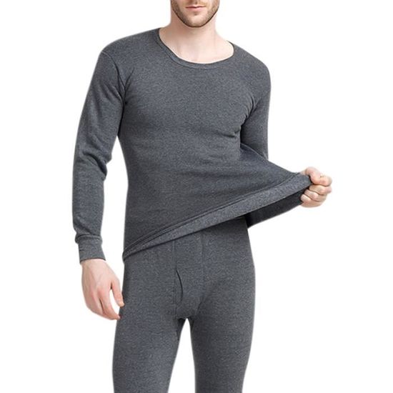 Sous vetement Thermique Homme Gris Fonce Manches Longues Ensemble 2 pieces Hiver Chaud Gris fonce Cdiscount Pret a Porter