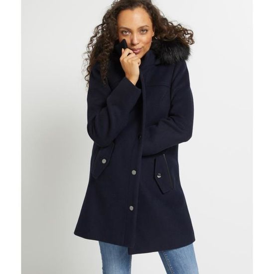 GRAIN DE MALICE Parka a capuche femme Marine Cdiscount Pret a Porter