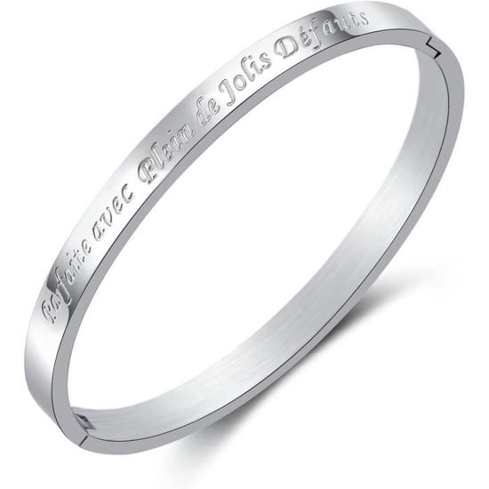 AFSTALR Bracelets Fin en Acier Inoxydable Message Bracelet pour Femme d'Inspiration d'amitié en Or Bracelet Jonc pour Meilleur Ami…, 20.12 mm, Acciaio inossidabile