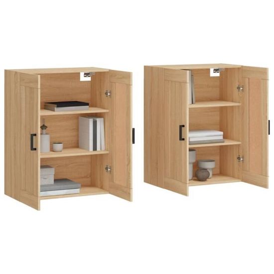 Lot De 2 Armoires De Couloir - Chêne Sonoma - Bois D'ingénierie - Rangement Mural