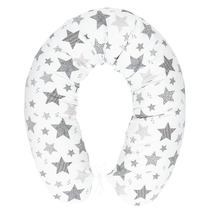 Amilian coussin d'allaitement, coussin de positionnement latéral, idéal pour la grossesse et les petits bébés, Gris étoile filante