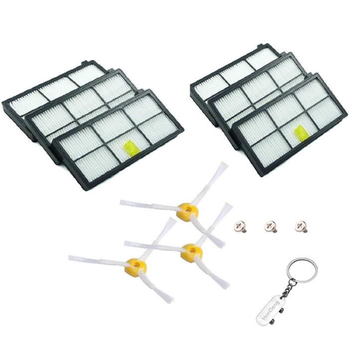 Kit Pièces de Rechange pour 6 filtres et 3 Brosses 3-Armada pour iRobot Roomba séries 800 et 900 (860 870 880 890 960 980).