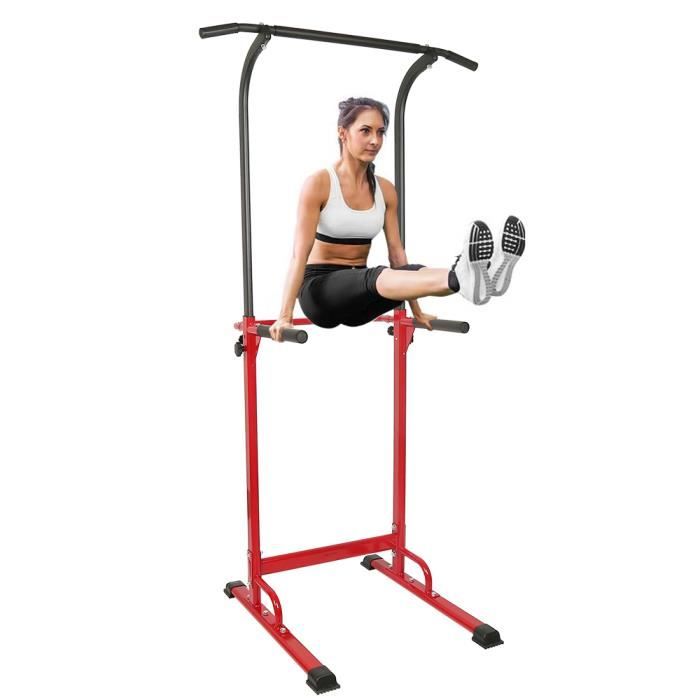 POPSMIT® Pull Up Fitness - Rouge Barre de Traction Ajustable Musculation Multifonction