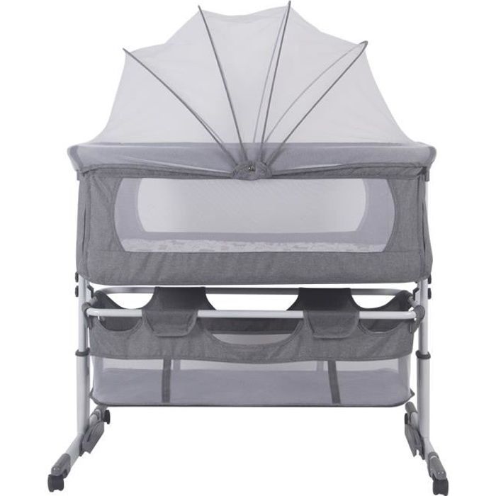 Lit Bébé Cododo Berceau Cododo à Roulettes pour Bébés de 0-36 Mois avec Matelas Moustiquaire