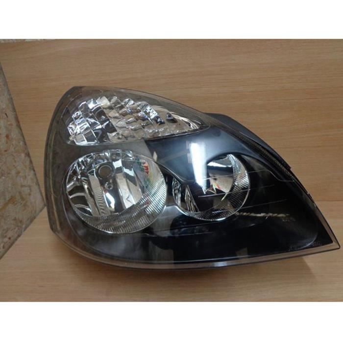 Phare avant droit passager, fond noir, Renault Clio II Phase II de 03 à 08 - modèle H7+H1, réglage électrique
