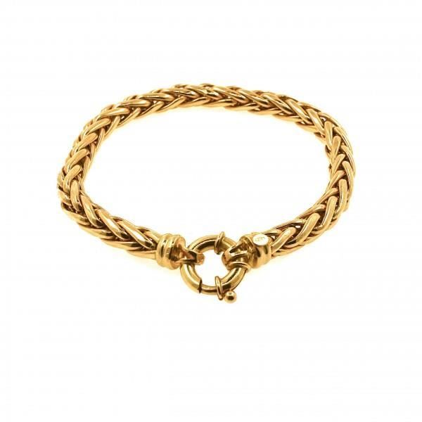 Bracelet Maille Palmier Creuse Or Jaune 18K, 18 cm, Anneau à Ressort