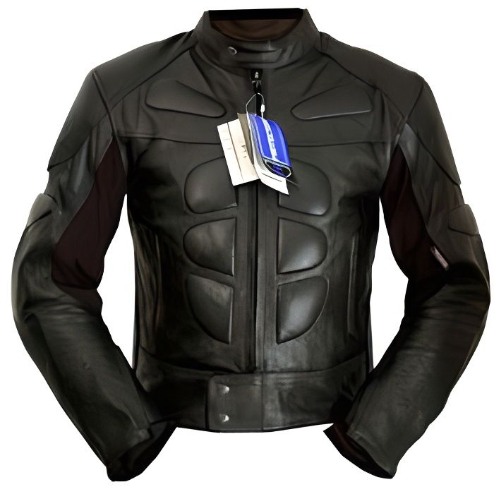 VESTE MOTO CUIR HOMME EMBROSING BLACK NEUF