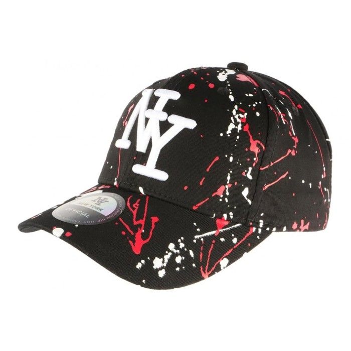 Casquette NY Noire et Rouge Style Tags Streetwear Baseball Paynter - Taille unique - Rouge