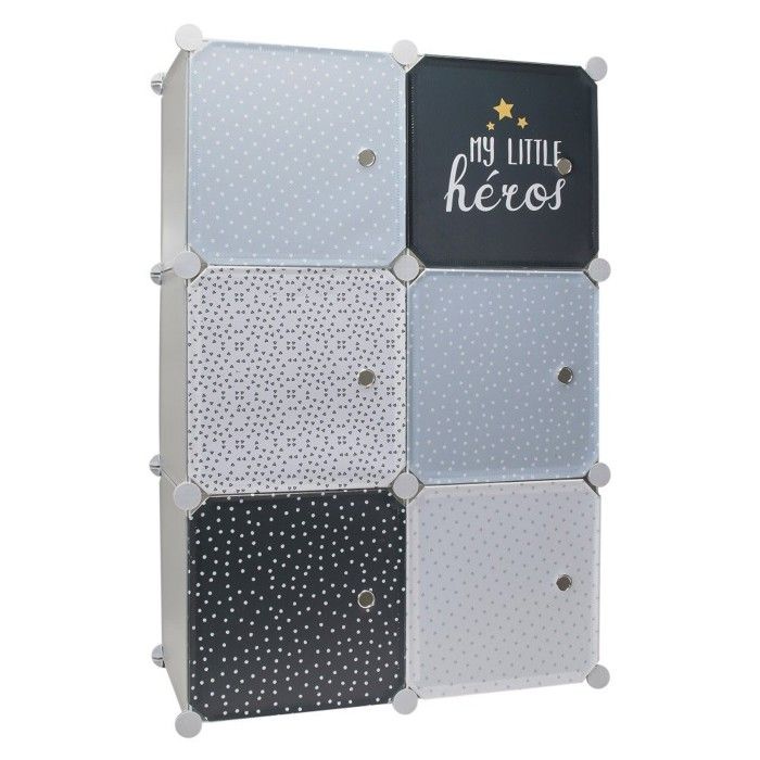 Rangement enfant armoire modulable 6 cubes garçon Autres Gris