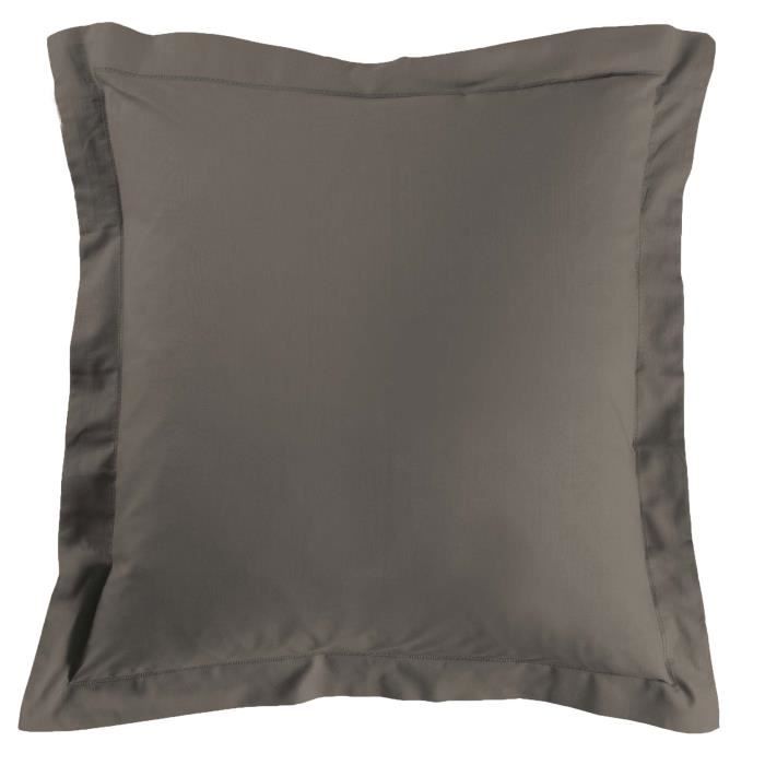 Taie d'oreiller carrée - 63 x 63 cm - 57 fils - Uni (Marron)