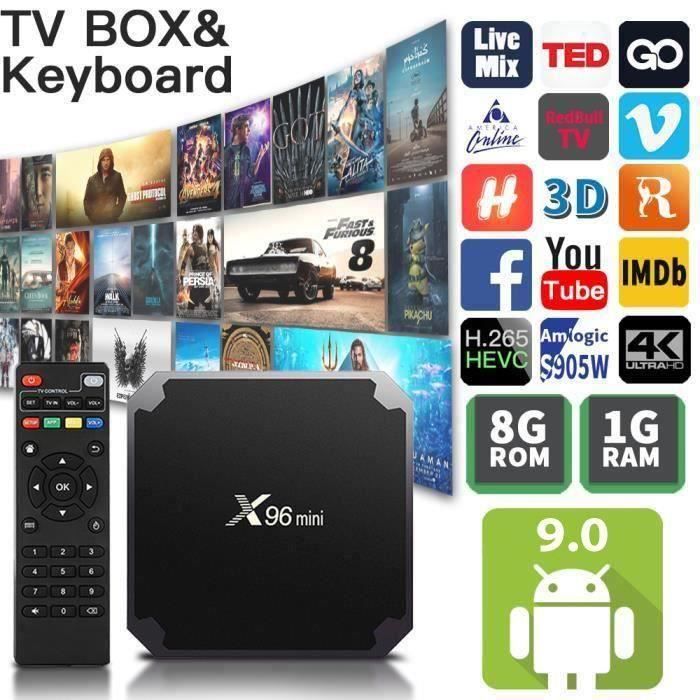 X96mini Android 9.0 Décodeur Stream tv Box avec Amlogic S905W Quad Core 1Go+8Go eMMC 2.4GHz WiFi 4Kx2K HD Lecteur multimedia