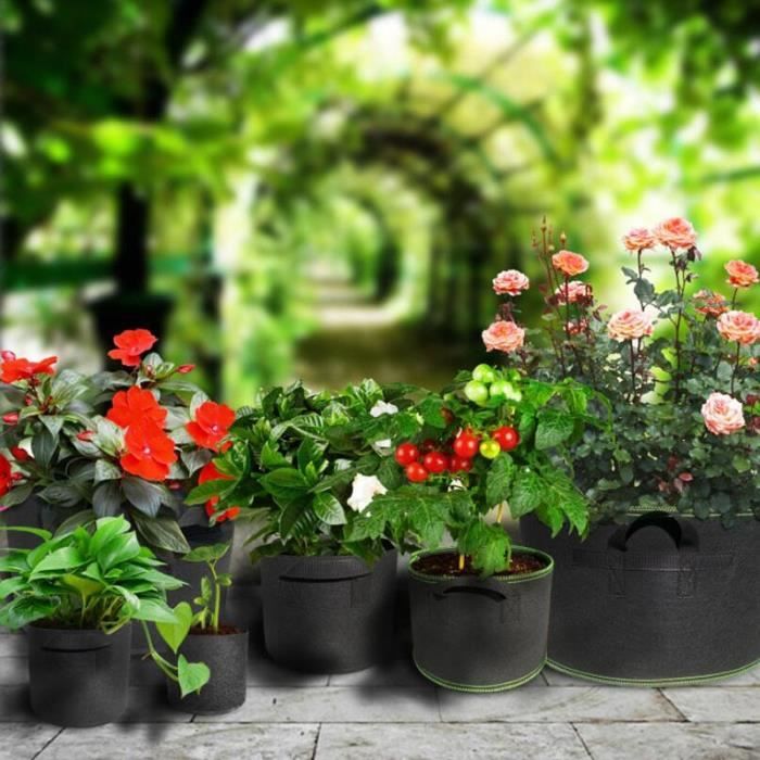 1-5-10 gallons arbres Pots plante cultiver sacs fournitures pour la maison tissu plantation outils de jardin - Type 20 gallon C