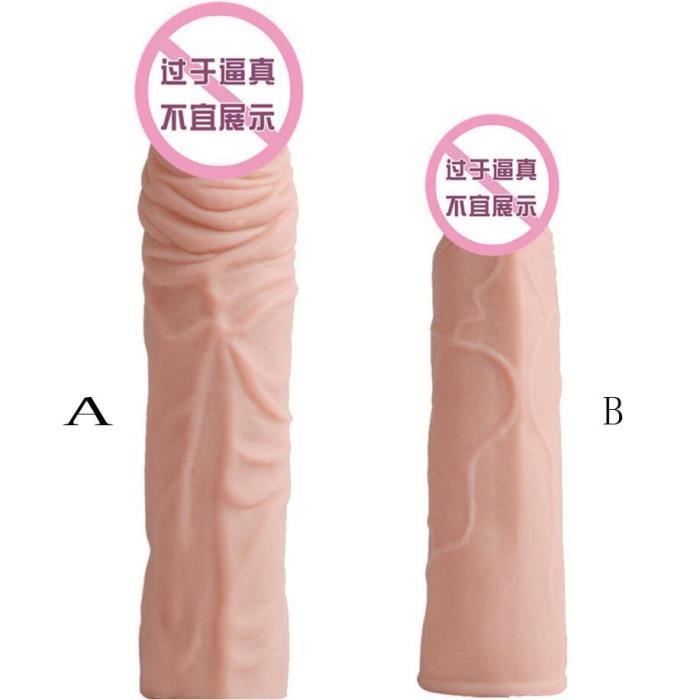 Silicone souple élargissement préservatifs réutilisables Dick Extender gode rehausseur manchon de pénis mâle anneau - Type B Small