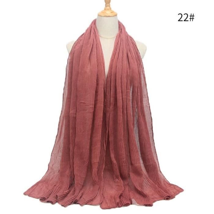 Foulard hijab en coton froissé, écharpe douce, écharpe chaude, écharpe chaude, châle, 25 couleurs, Design hiver, tendanc DY5183