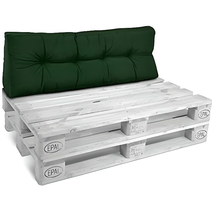 Beautissu Coussin palette ECO Style - Coussin dossier - 120x40x10 à 20 cm - Vert foncé - Matelas palette - Coussin palette épais
