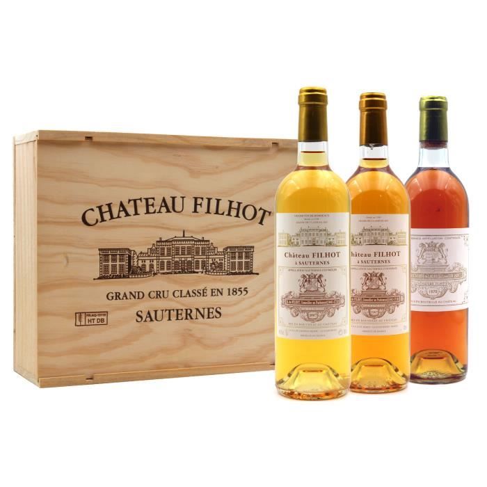 Coffret Collection Filhot 1970, 1997, 2007 Vin Blanc 75cl AOC Sauternes