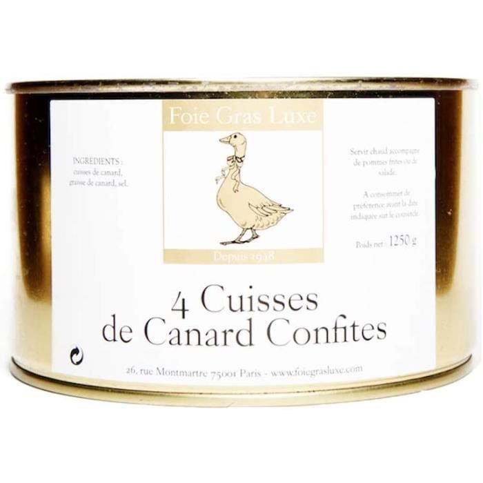 Confit de Canard du Sud-Ouest - 4 cuisses - 100% Landes FRANCE - 0% Conservateur, 0% additif, SANS OGM - 2 à 4 personnes 1.25kg