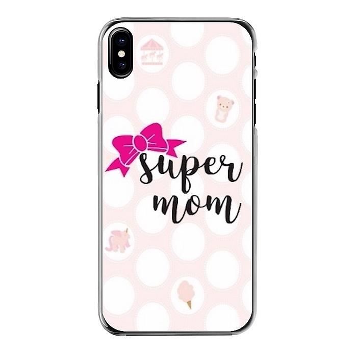 Coque iPhone X - Super mom rose