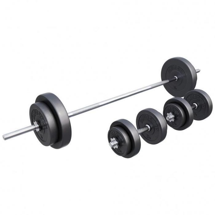 Gorilla Sports - Set d'haltères de 60 KG (avec disques plastique) Noir