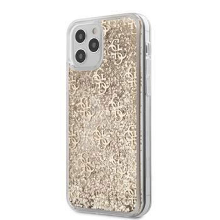 Coque Guess 4G Liquid Glitter pour iPhone 12 -12 Pro 6,1'' or