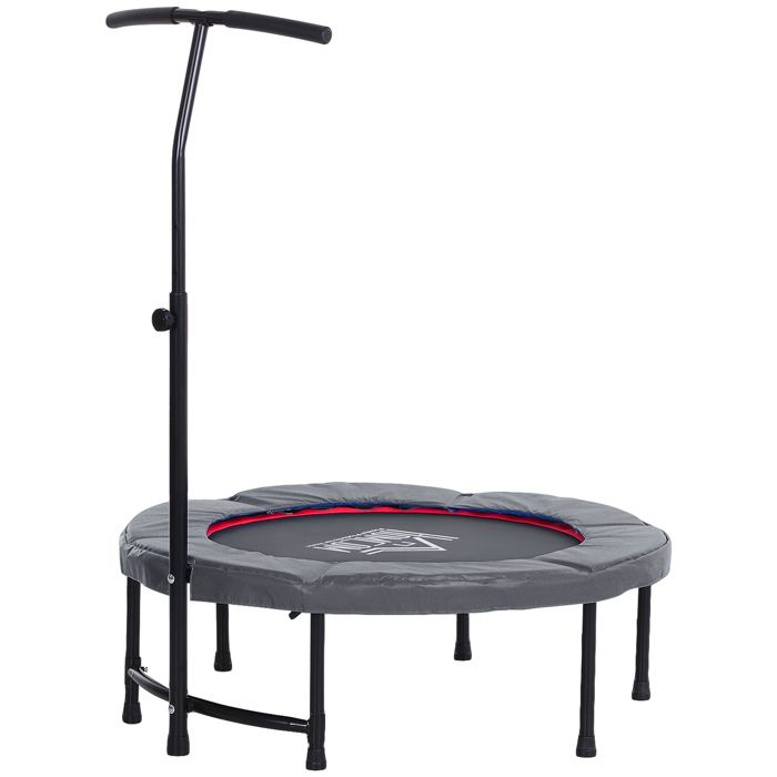 Trampoline de Fitness / Gymnastique haute performance Ø 100 cm élastiques Bungee + guidon hauteur réglable 116-132 cm noir