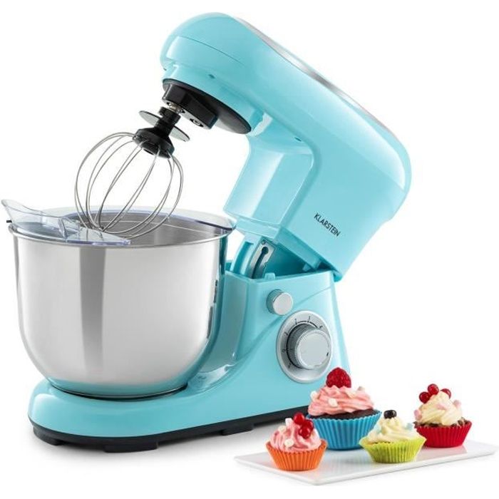 Klarstein Bella Pico 2G Robot de cuisine multifonction - Bol 5 litres - 6 vitesses - 1200W - Bleu