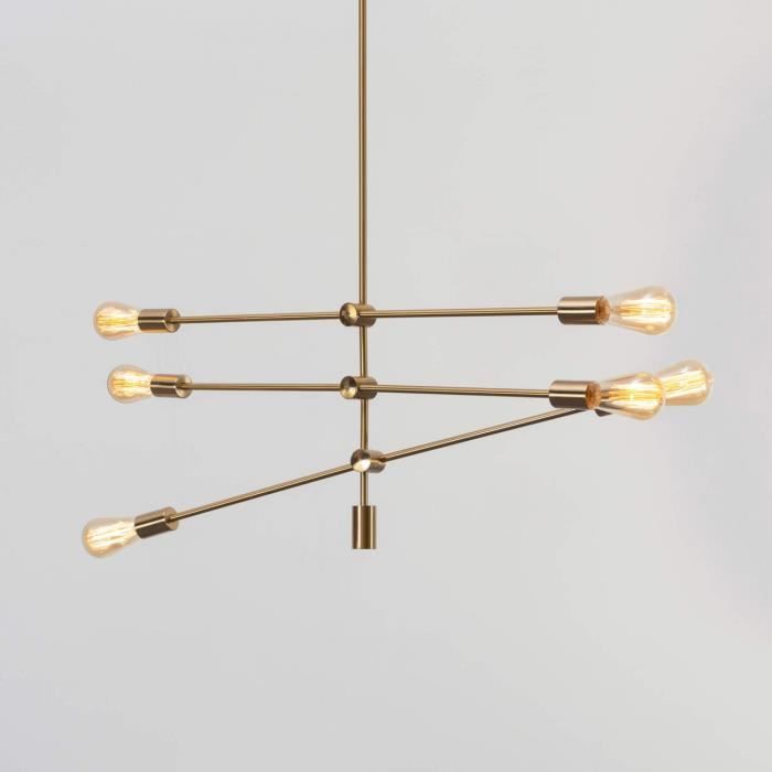 Suspension laiton dorée à trois barres métalliques - Sagitta KOSILUM - IP20 - Classe énergétique : Compatible avec A, B, C, D, E -