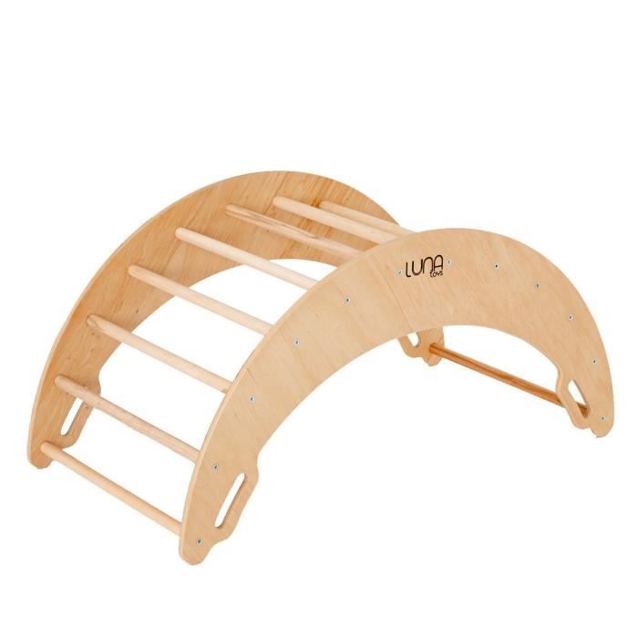 ISA Arche d'escalade à bascule en bois pour enfants Montessori Naturel