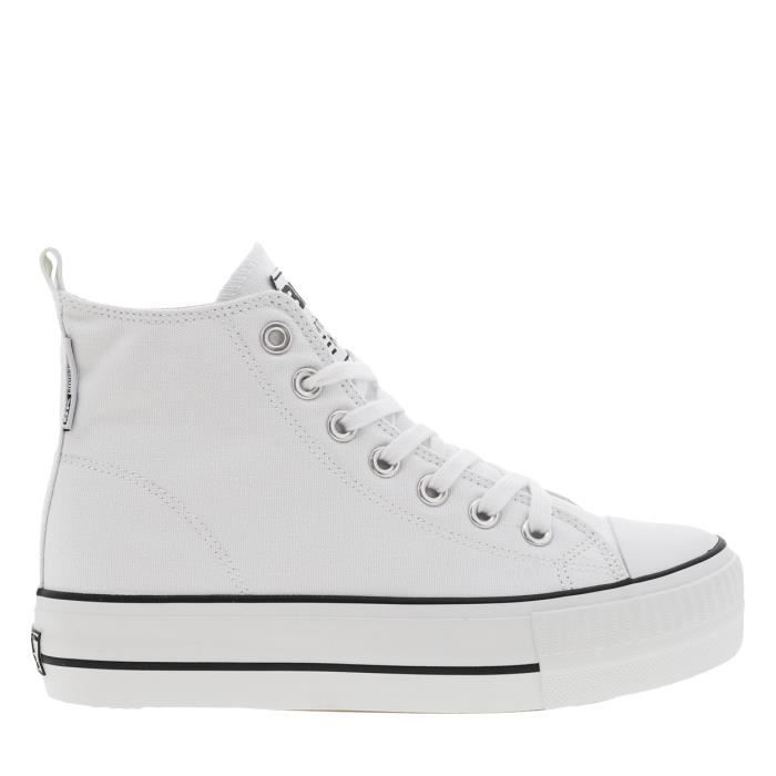 Baskets montantes Bk Femme blanches à lacets plats