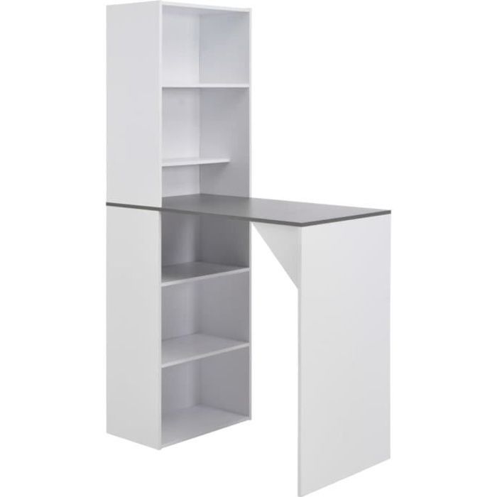 Table de bar avec grande armoire de rangement Blanc 115 x 59 x 200 cm