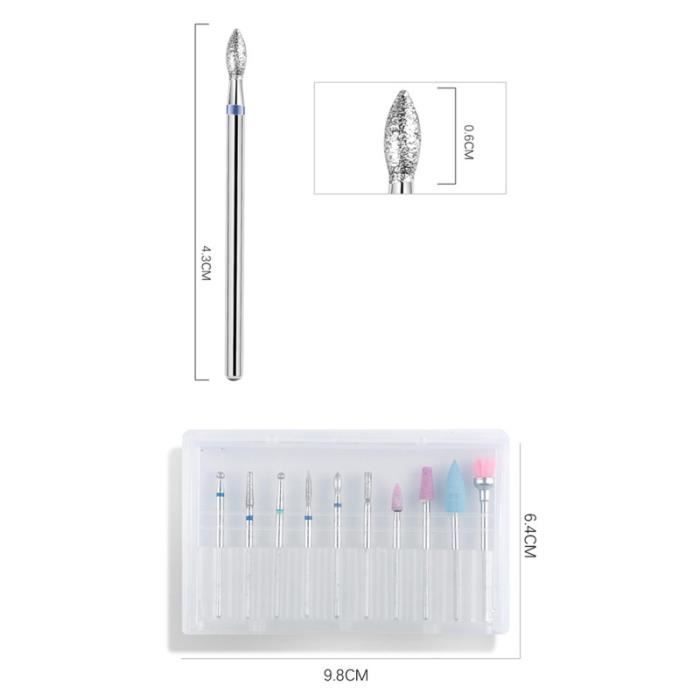 1 ensemble de 10 pièces perceuse à ongles efficace Durable professionnel tête de meulage PONCEUSE MANUCURE - PONCEUSE PEDICURE