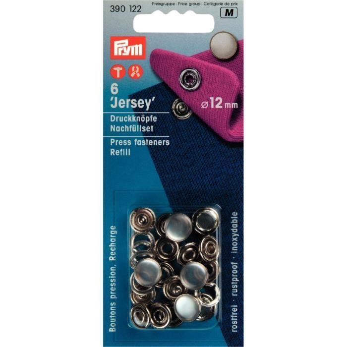PRYM Boutons Pression Jersey 12 mm Calotte Blanc