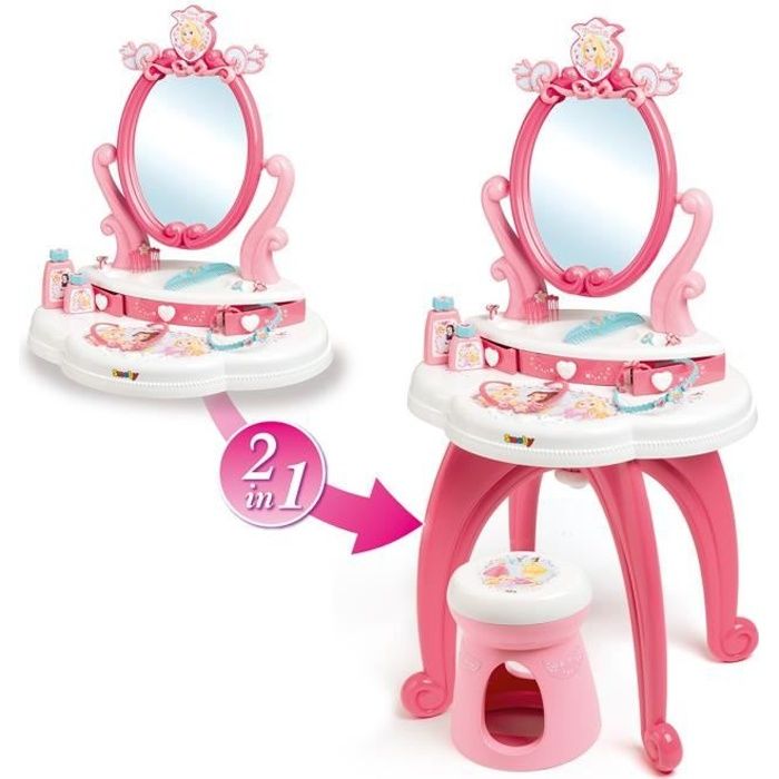 DISNEY PRINCESSES Smoby Coiffeuse 2 en 1 + Acs
