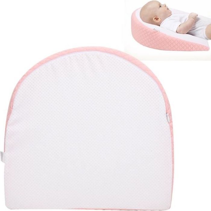 Oreiller de positionnement pour nouveau-né Oreiller anti-reflux pour bébé Oreiller en coton anti-dérapant(rond rose)