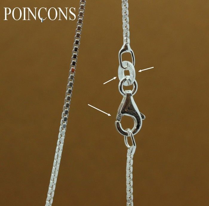 Petite chaine de cou en argent 925 massif maille venitienne box carrée 1mm 45cm femme enfant idéale pendentif Petite chaine de cou en argent 925 massif maille venitienne box carrée 1mm 45cm femme enfant idéale pendentif