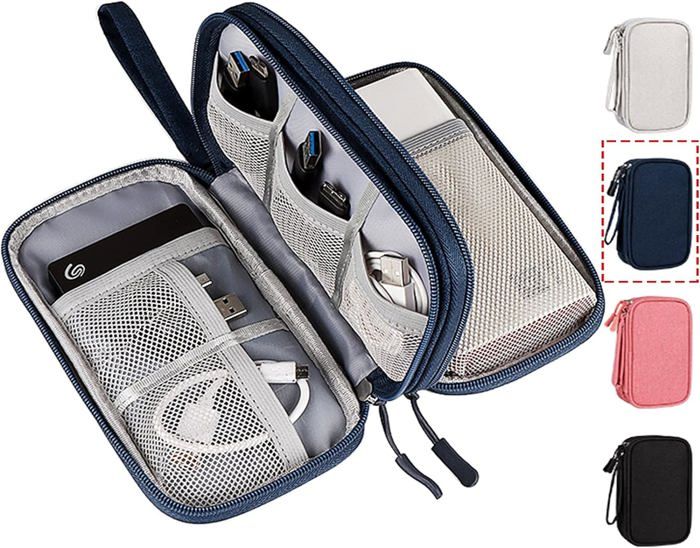 Sac de voyage pour accessoires de câble électronique, étanche, double couche, organisateur d'électronique, étui de rangement portable pour câble, cordon, chargeur, téléphone, adaptateur, banque
