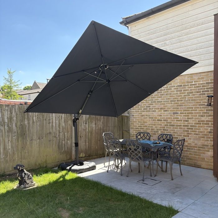 PURPLE LEAF Parasol Déporté Carré 2,5x2,5m - Rotation 360° Inclinable UPF50+ Gris Clair