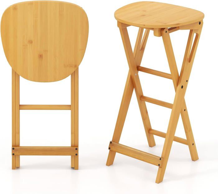 GIANTEX Lot 2 Tabourets de Bar Pliants en Bambou-Chaises Hautes avec Repose-Pied-Sans Montage-pour Cuisine/Salle à Manger/Bistrot GIANTEX Lot 2 Tabourets de Bar Pliants en Bambou-Chaises Hautes avec Repose-Pied-Sans Montage-pour Cuisine/Salle à Manger/Bistrot