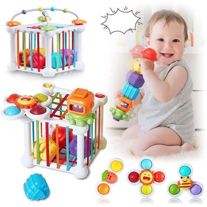 Jouet Bebe 1 2 Ans Montessori Sensoriel Jeux pour Bb 12 Mois et Plus Trieur de Formes et Couleurs Cube dactivit YYV