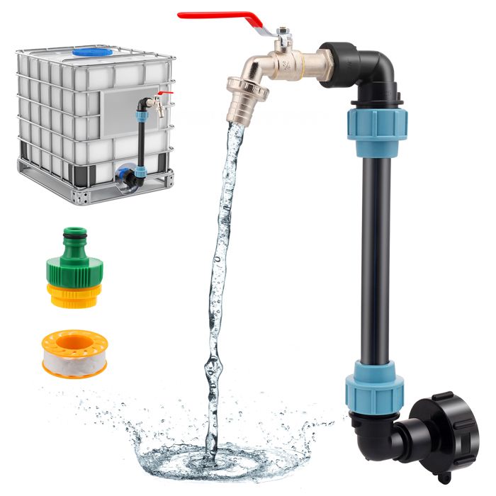 SUNOYA Robinet IBC Col De Cygne 3/4" - Robinet D'Arrêt Pour Réservoir IBC, Adaptateur S60x6, Noir