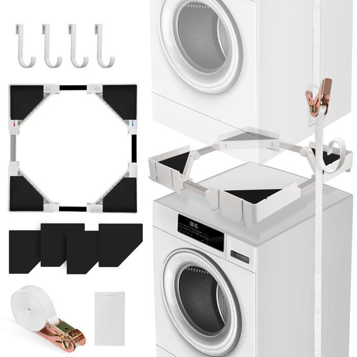 WPPTNSFY Meuble De Rangement Pour Machine à Laver à Tambour, Étagère Supérieure Pour Lave-Linge, Kit De Support De Sèche-Linge Réglable En Hauteur, Capacité Charge 300 Kg Pour Salle De Bain