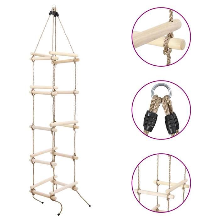 Échelle de corde pour enfants - vidaXL - Bois - 200 cm - 5 marches