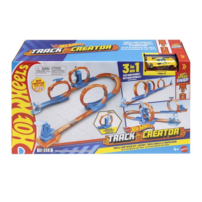 Circuit de voitures - HOT WHEELS - JDW39 - Triple looping - Véhicule 1 / 64 inclus - Compatible anciennes pistes